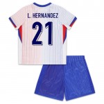 Günstige Fußballtrikots Frankreich L. Hernandez 21 Kinder Auswärtstrikot EURO 2024 Kurzarm